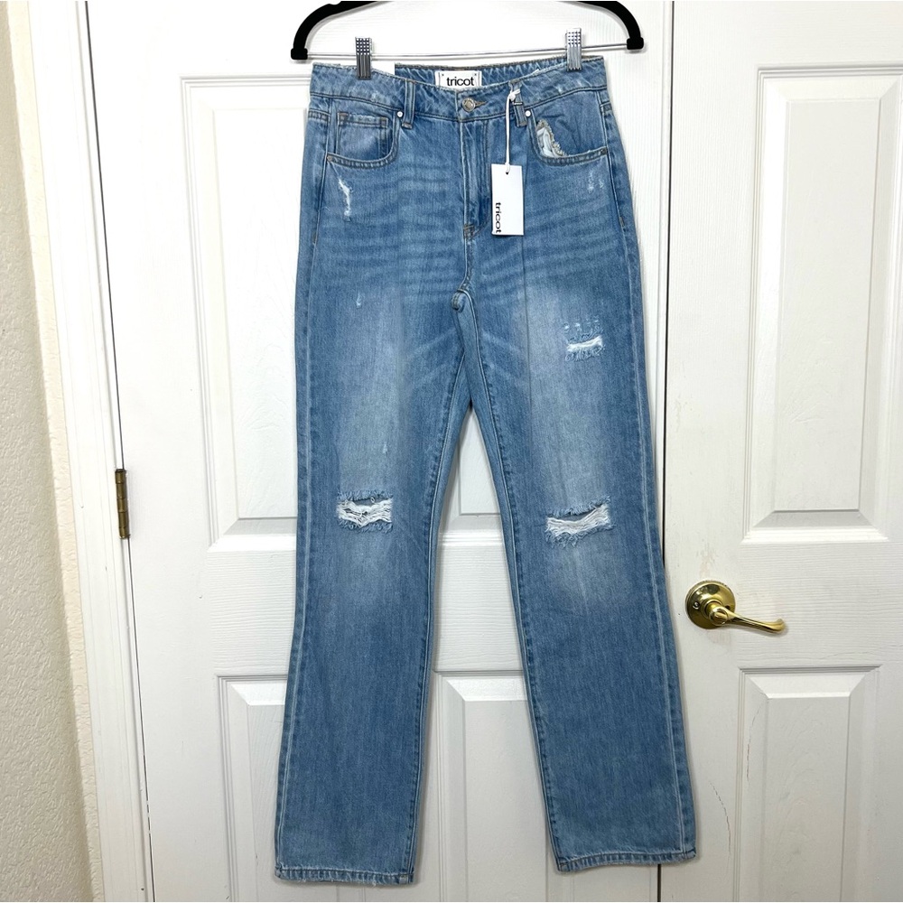 Tricot slouch straigt long jeans blue distressed Size 25